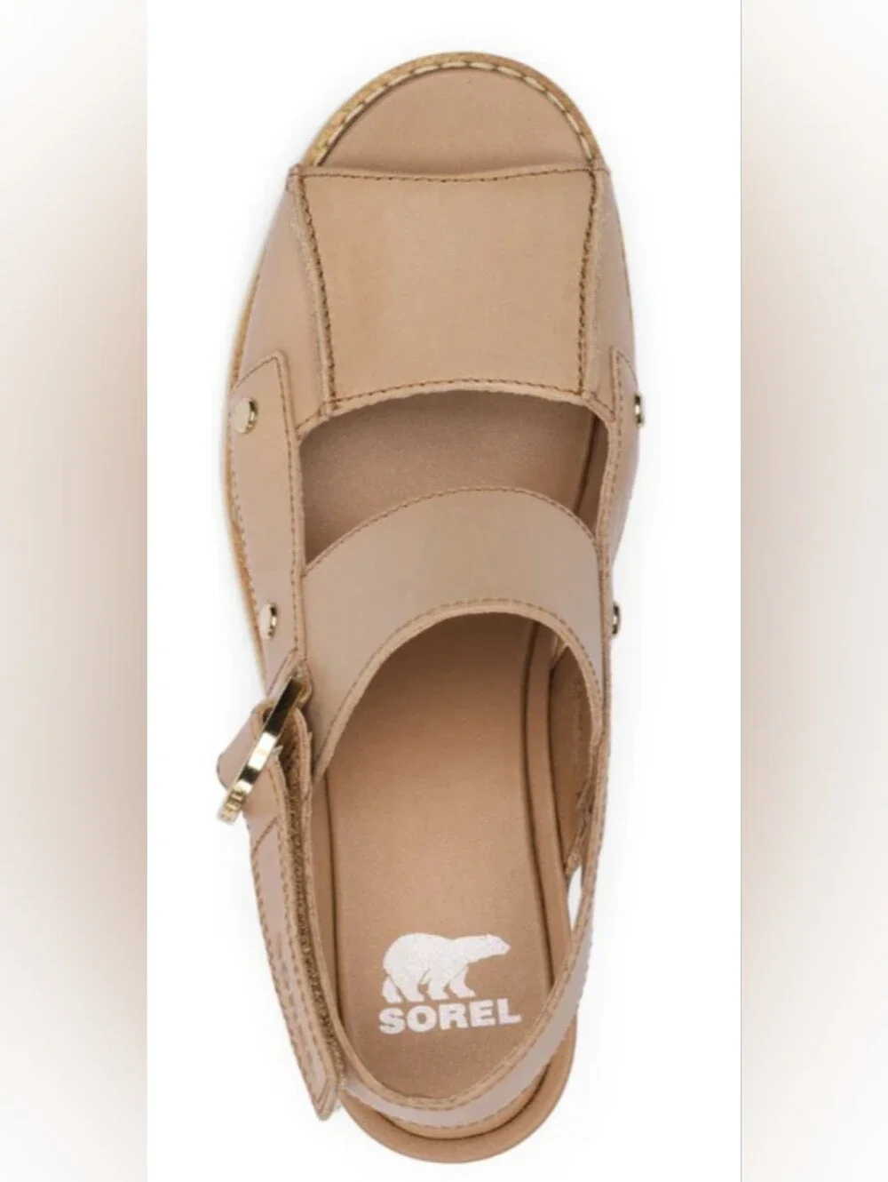 Sorel Joanie IV Wedge Honest Beige/Gum Sandals Size 7.5 Like New
